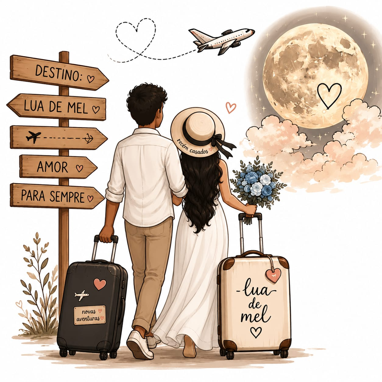 Imagem romantica da lua de mel dos noivos